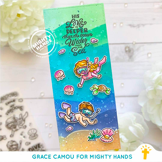 MIGHTY HANDS Clear Stamp 4” x 6” Dive Deep