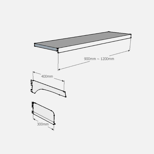 OVJ Wallmount 38mm X 38mm X 1090mm (Shelves Not Included)