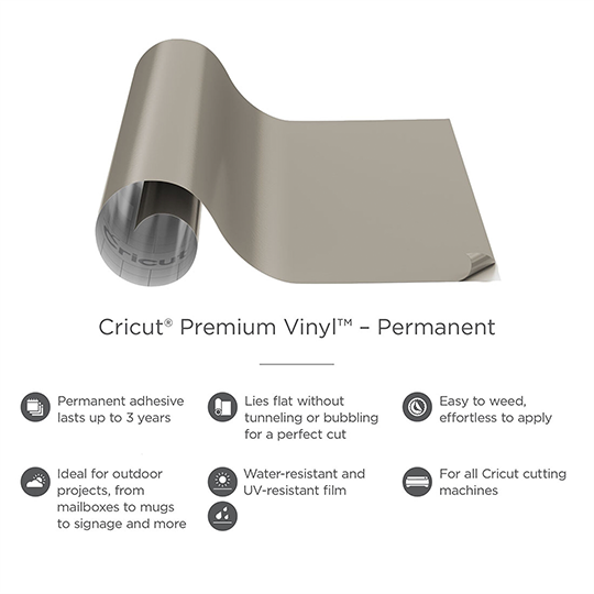 OVJ CRICUT Permanent Premium Vinyl 12" x 48" Silver x 2