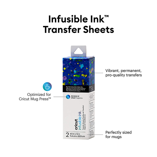 OVJ CRICUT Infusible Ink Transfer Sheets 11.4cm x 30.5cm Blue Paint Splash x 2
