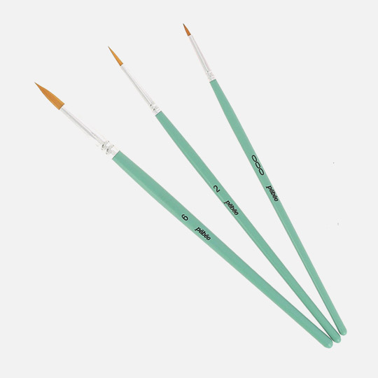 PEBEO Artist & Hobby Synthetic Golden Taklon Round Brush Set x 3