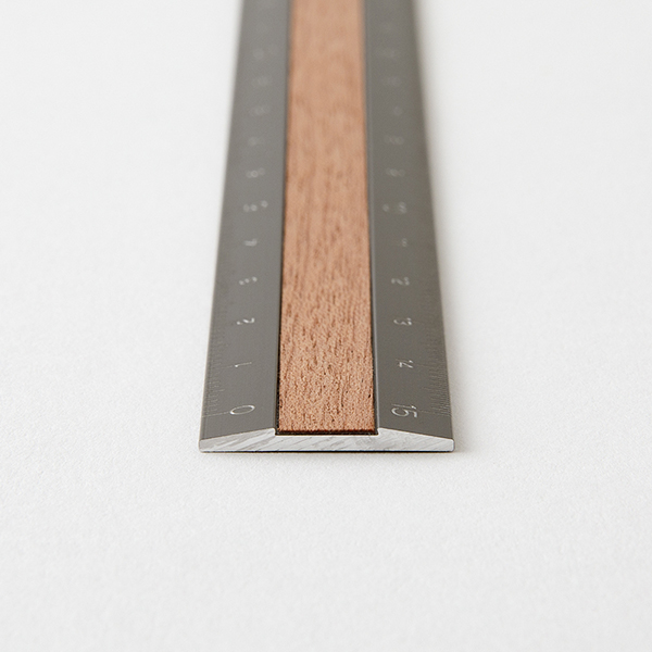 MIDORI Aluminum & Wood Ruler 15cm Grey
