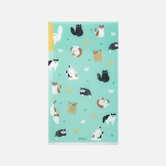 MIDORI 3-Pocket Clear Folder With Flap A5 Slim Cats