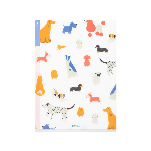 MIDORI 3-Pocket Clear Folder A5 Dogs