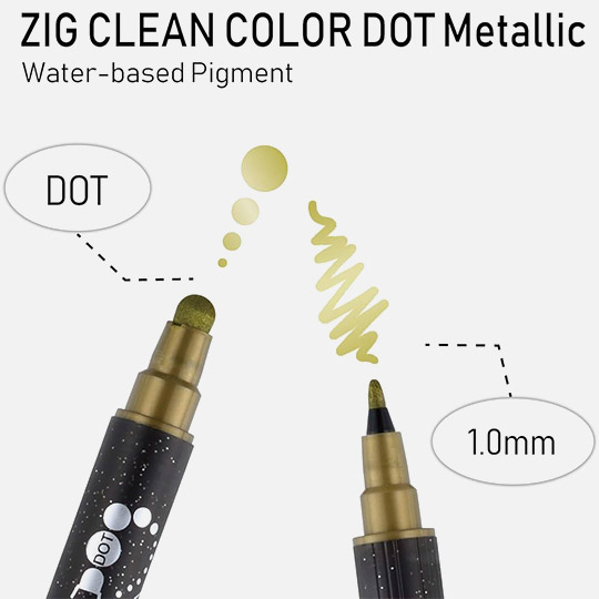 ZIG Clean Color Dot Metallic Marker Gold
