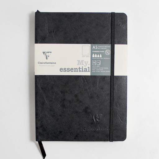CLAIREFONTAINE Age Bag Thread Bound Dot Bullet Journal 90gsm A5 x 96 Black