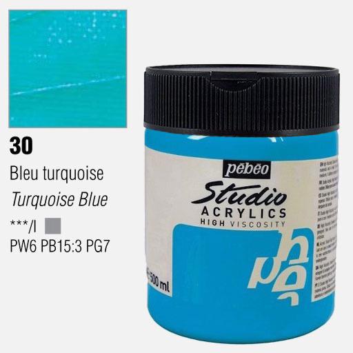 PEBEO Studio Acrylic Paint 500ml 30 Turquoise Blue