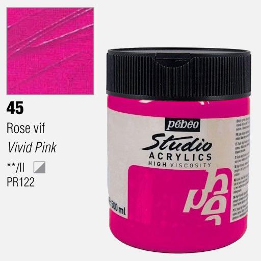 PEBEO Studio Acrylic Paint 500ml 45 Vivid Pink