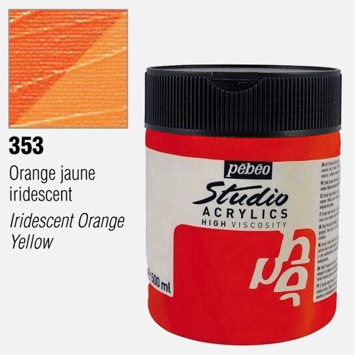 PEBEO Studio Acrylic Paint 500ml 353 Iridescent Orange Yellow