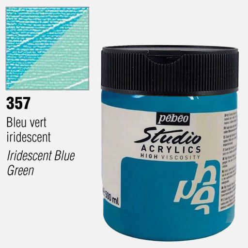 PEBEO Studio Acrylic Paint 500ml 357 Iridescent Blue Green