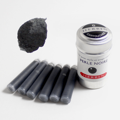 JACQUES HERBIN Fountain Pen Ink Cartridge x 6 Perle Noire (Pearl Black)