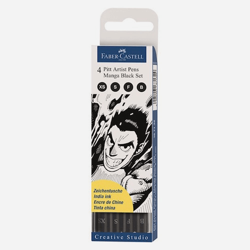 FABER-CASTELL Pitt Artist Pen Manga Black Set x 4