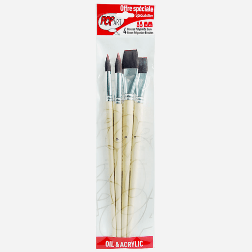PEBEO Pop Art Brown Polyamide Brush Set x 4