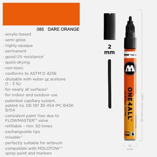 MOLOTOW One4All Acrylic Marker 2mm 085 DARE Orange
