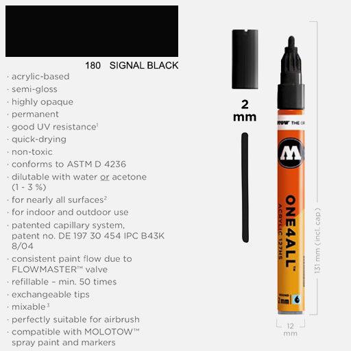 MOLOTOW One4All Acrylic Marker 2mm 180 Signal Black