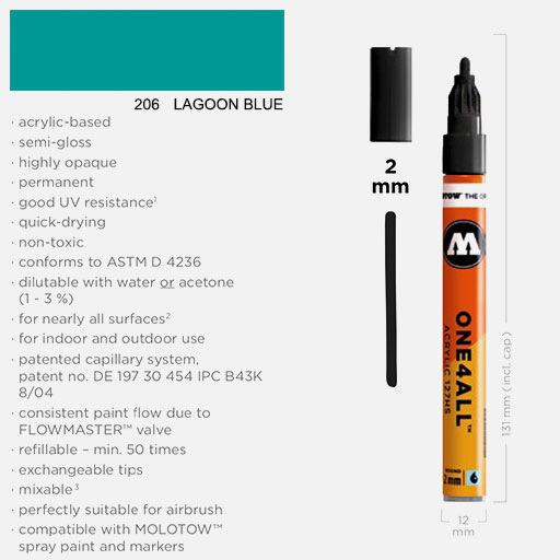 MOLOTOW One4All Acrylic Marker 2mm 206 Lagoon Blue
