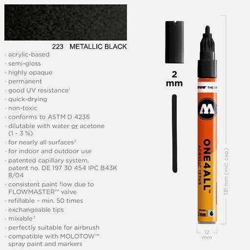 MOLOTOW One4All Acrylic Marker 2mm 223 Metallic Black