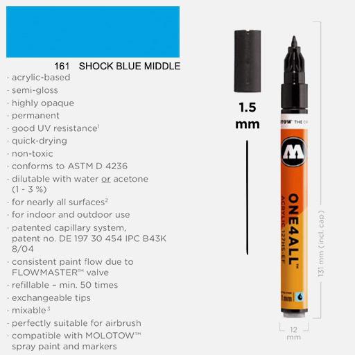 MOLOTOW One4All Acrylic Marker 1.5mm 161 Shock Blue Middle