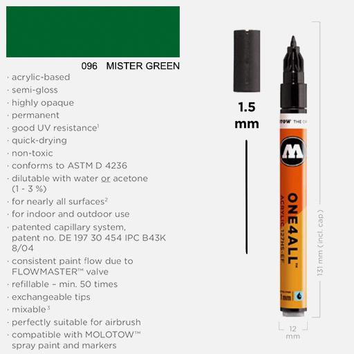 MOLOTOW One4All Acrylic Marker 1.5mm 096 Mister Green