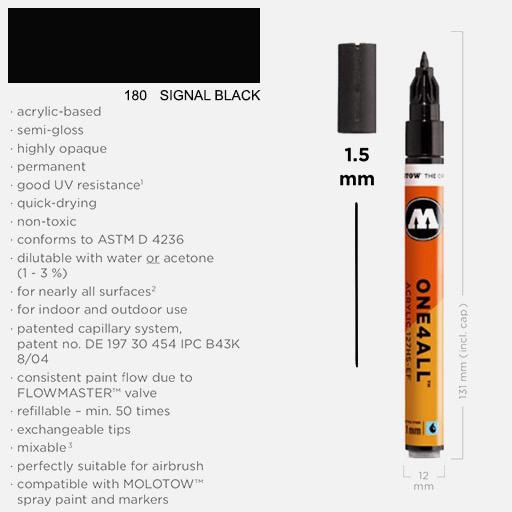 MOLOTOW One4All Acrylic Marker 1.5mm 180 Signal Black