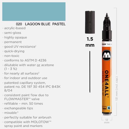 MOLOTOW One4All Acrylic Marker 1.5mm 020 Lagoon Blue Pastel