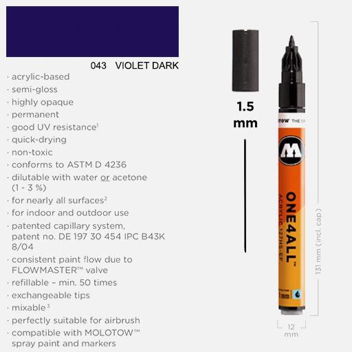 MOLOTOW One4All Acrylic Marker 1.5mm 043 Violet Dark