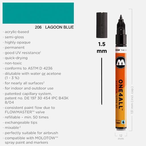 MOLOTOW One4All Acrylic Marker 1.5mm 206 Lagoon Blue