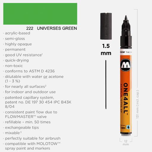 MOLOTOW One4All Acrylic Marker 1.5mm 222 Universes Green