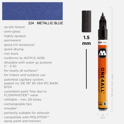 MOLOTOW One4All Acrylic Marker 1.5mm 224 Metallic Blue