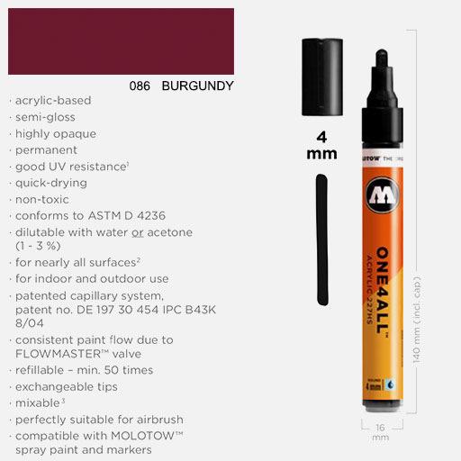 MOLOTOW One4All Acrylic Marker 4mm 086 Burgundy