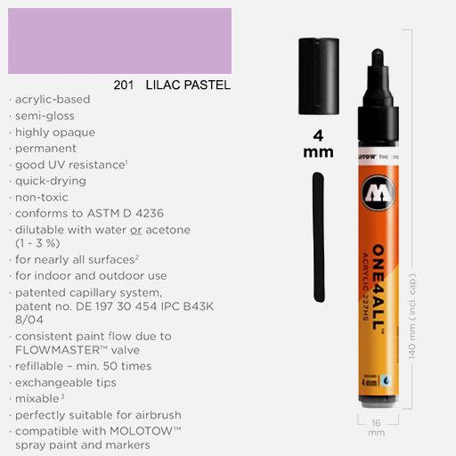 MOLOTOW One4All Acrylic Marker 4mm 201 Lilac Pastel
