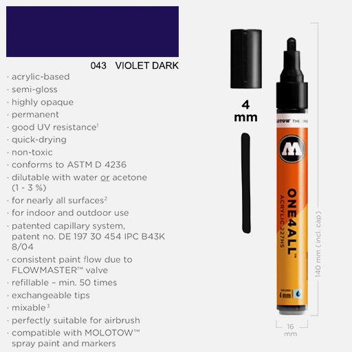 MOLOTOW One4All Acrylic Marker 4mm 043 Violet Dark