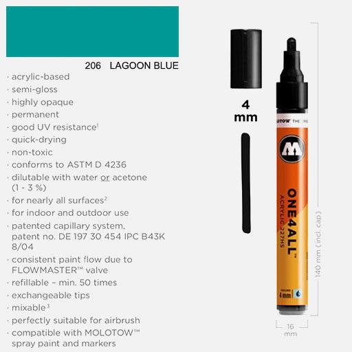 MOLOTOW One4All Acrylic Marker 4mm 206 Lagoon Blue