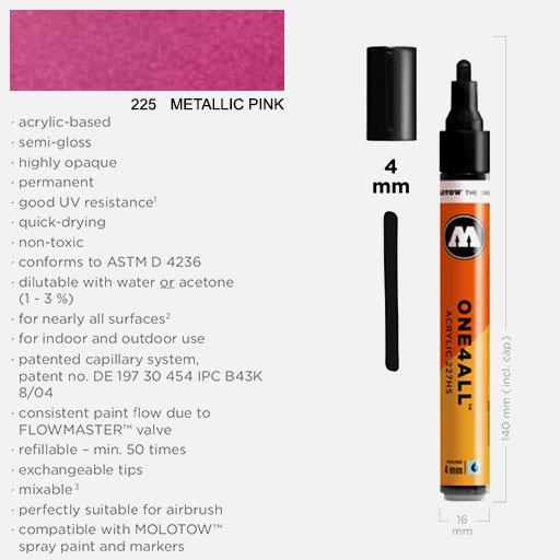 MOLOTOW One4All Acrylic Marker 4mm 225 Metallic Pink
