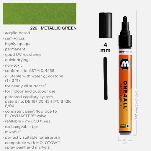 MOLOTOW One4All Acrylic Marker 4mm 226 Metallic Light Green