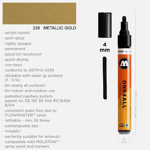 MOLOTOW One4All Acrylic Marker 4mm 228 Metallic Gold