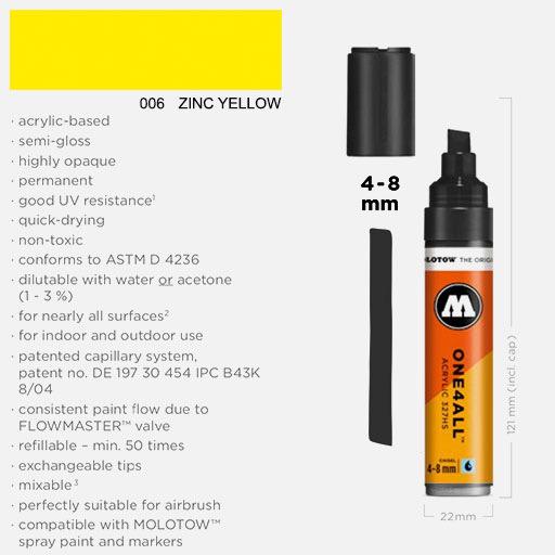 MOLOTOW One4All Acrylic Marker 8mm 006 Zinc Yellow
