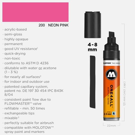 MOLOTOW One4All Acrylic Marker 8mm 200 Neon Pink