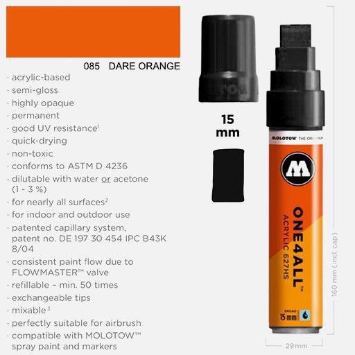 MOLOTOW One4All Acrylic Marker 15mm 085 Dare Orange