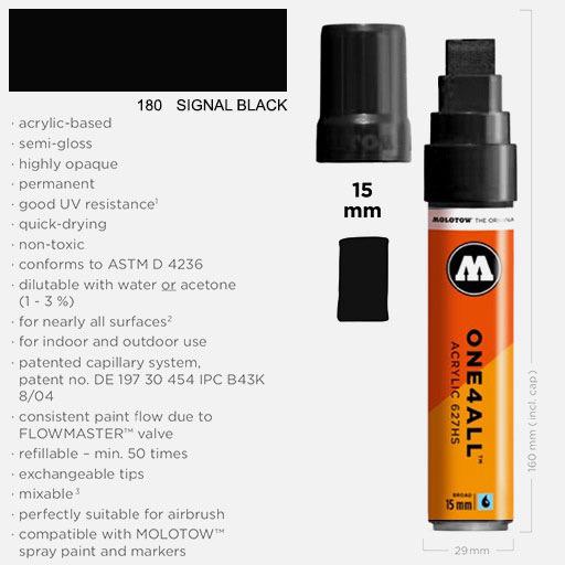 MOLOTOW One4All Acrylic Marker 15mm 180 Signal Black