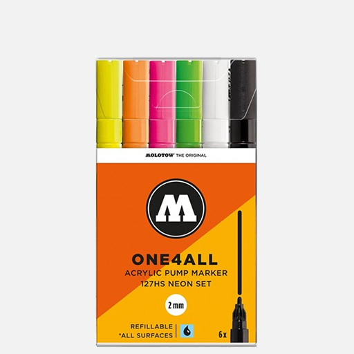 MOLOTOW One4All Acrylic Pump Marker 2mm Neon Set x 6