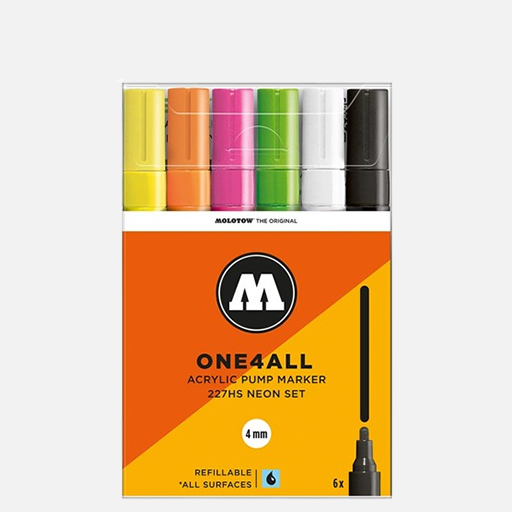 MOLOTOW One4All Acrylic Pump Marker 4mm Neon Set x 6