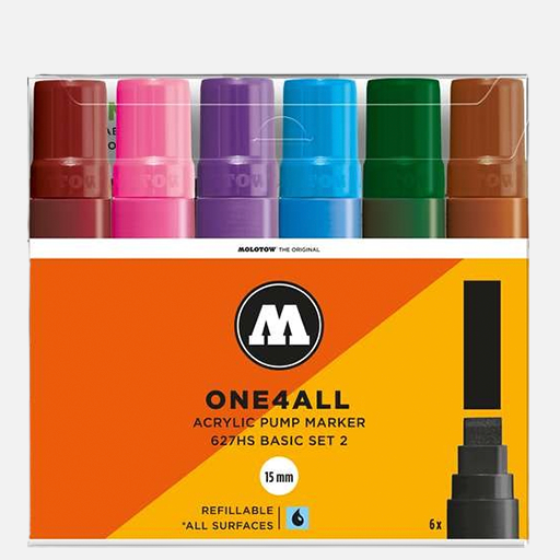 MOLOTOW One4All Acrylic Pump Marker 15mm Basic Set 2 x 6