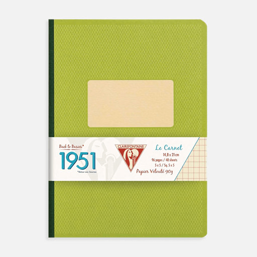 CLAIREFONTAINE 1951 Back To Basics Lined Notebook 90gsm A5 x 48 Green