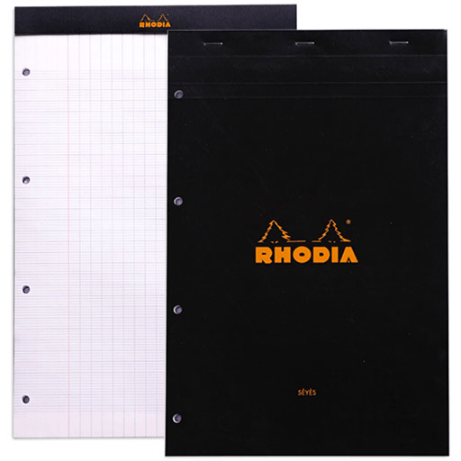 RHODIA Basics Punched Seyes Notepad 80gsm A4+ x 80 Black