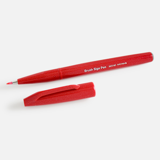 PENTEL Fude Touch Brush Pen Red