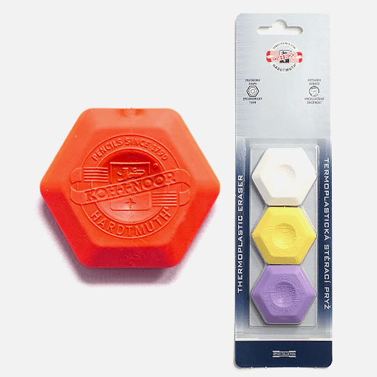 KOH-I-NOOR Hexagonal Thermoplastic Eraser Set x 3