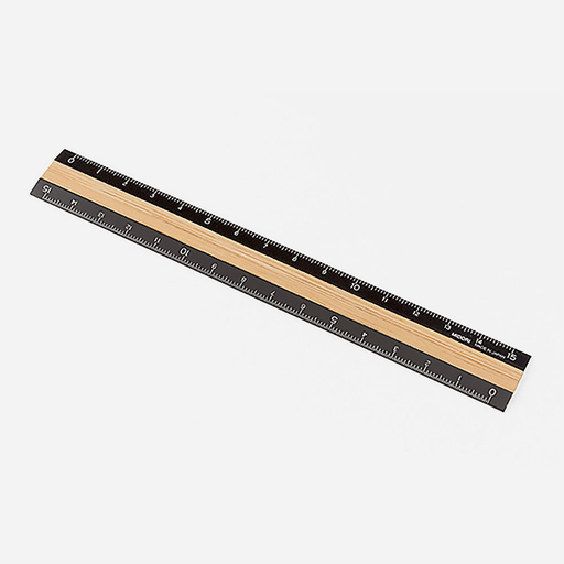 MIDORI Aluminium Wooden Ruler 15cm Black