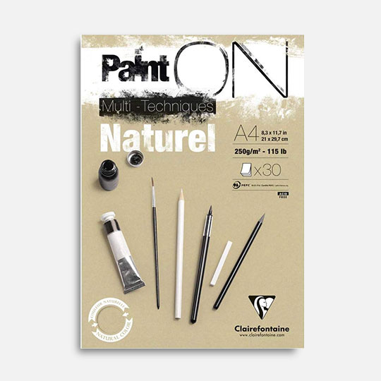 CLAIREFONTAINE Paint On Natural Mixed Media Paper Pad 250gsm A4 x 30