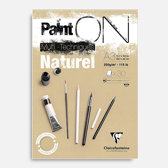 CLAIREFONTAINE Paint On Natural Mixed Media Paper Pad 250gsm A3 x 30